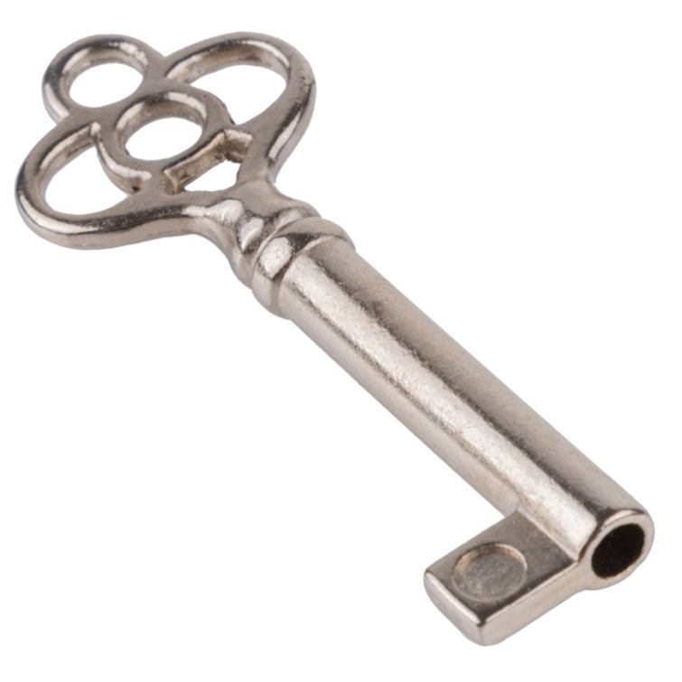 UNIQANTIQ HARDWARE SUPPLY Nickel Plated Hollow Barrel Skeleton Key For